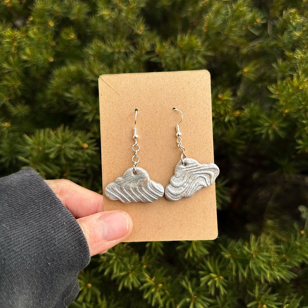 Cloud wave earrings silver